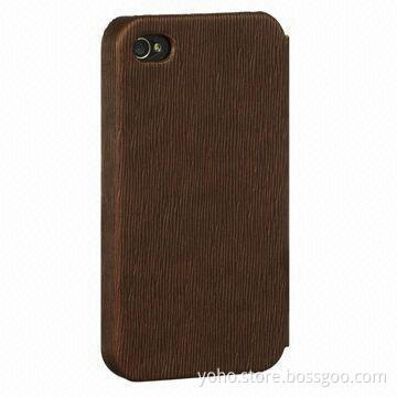 Case for iPhone 4/4S, Made of PC, Brown Soft Leather Materials, Any Colors and Logos Available